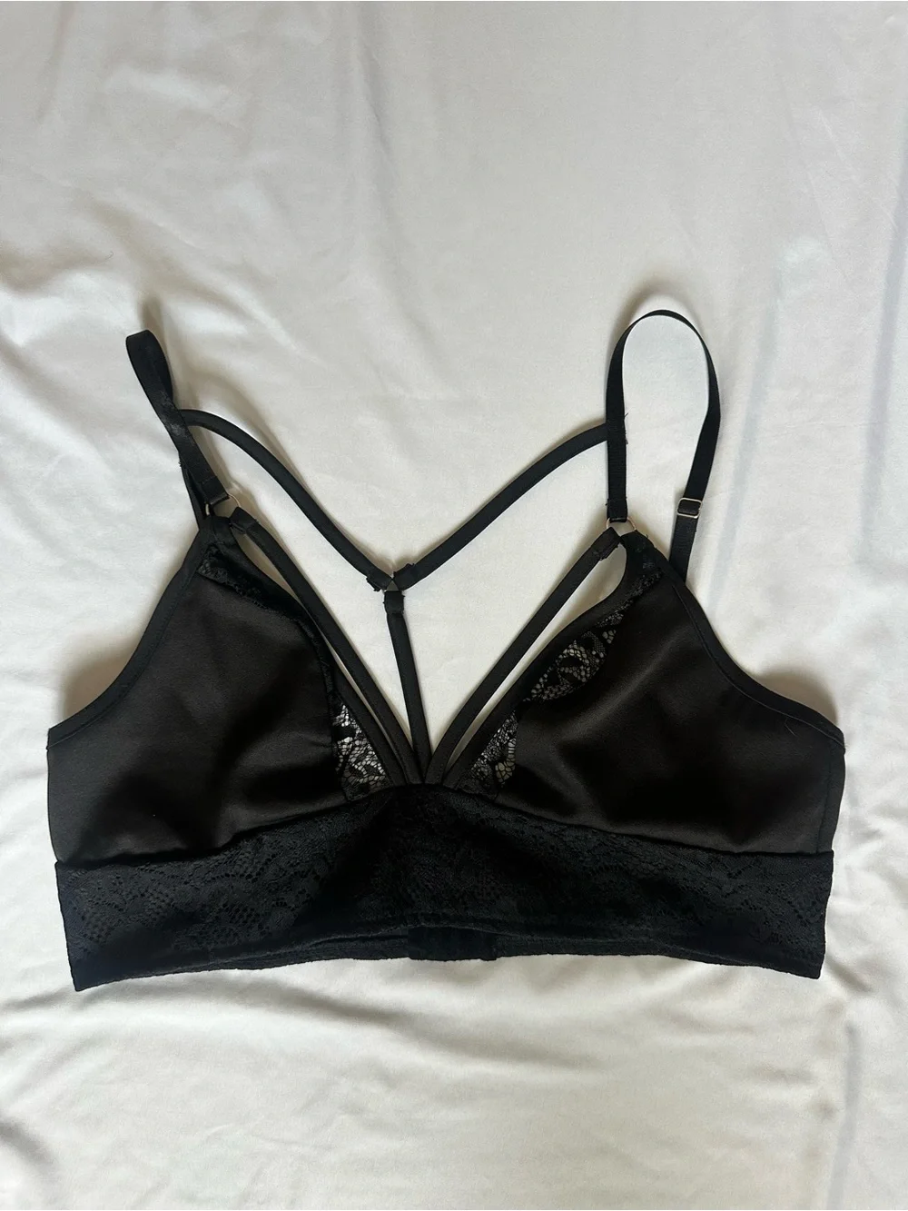 Missguided Harness Detail Lace Bralette, Black Strappy